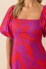 Nothing In My Way Purple Floral Cotton Short Sleeve Maxi Dress