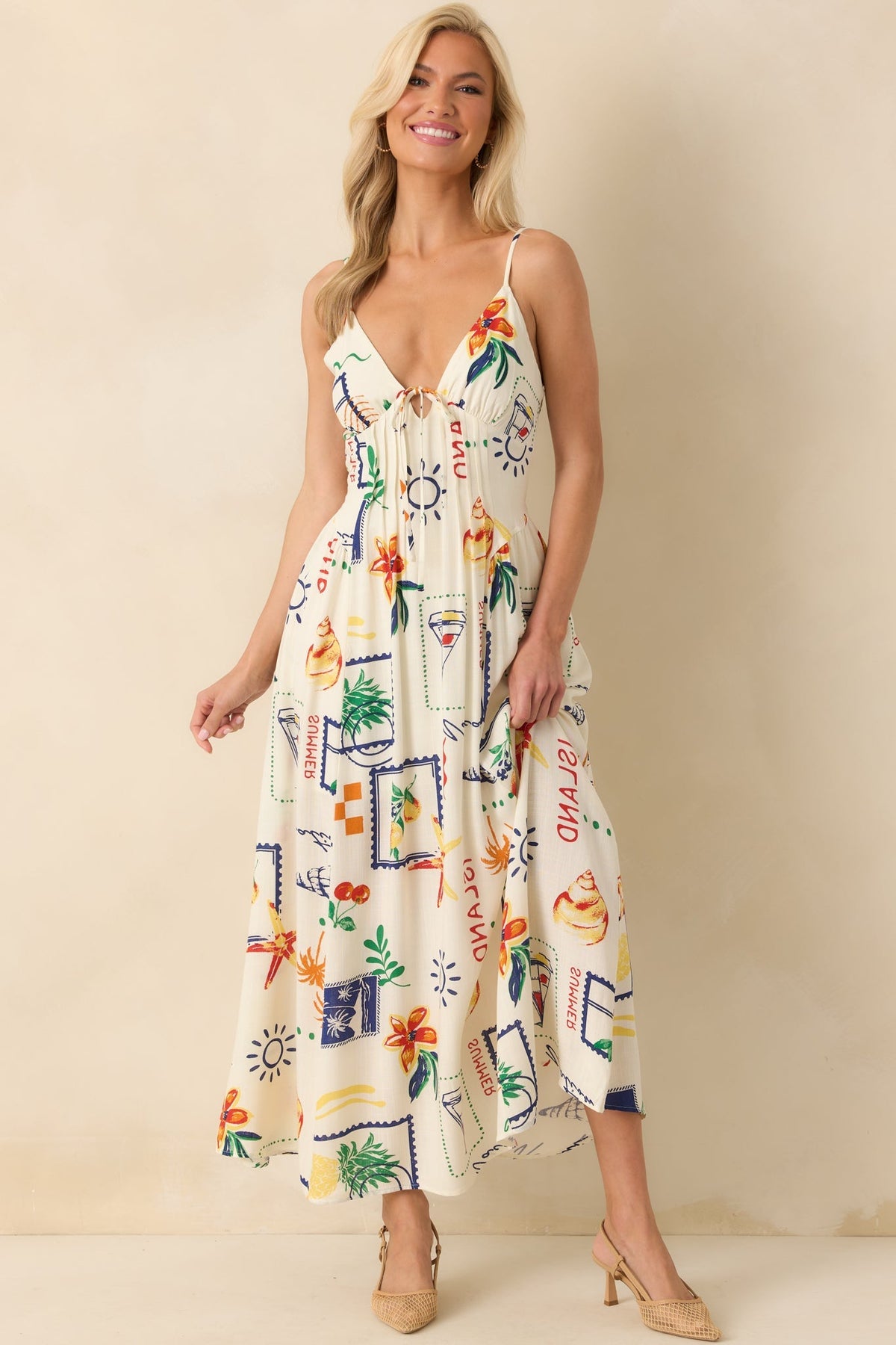 In The Back Of My Mind Ivory Patchwork Print Rayon Maxi Dress