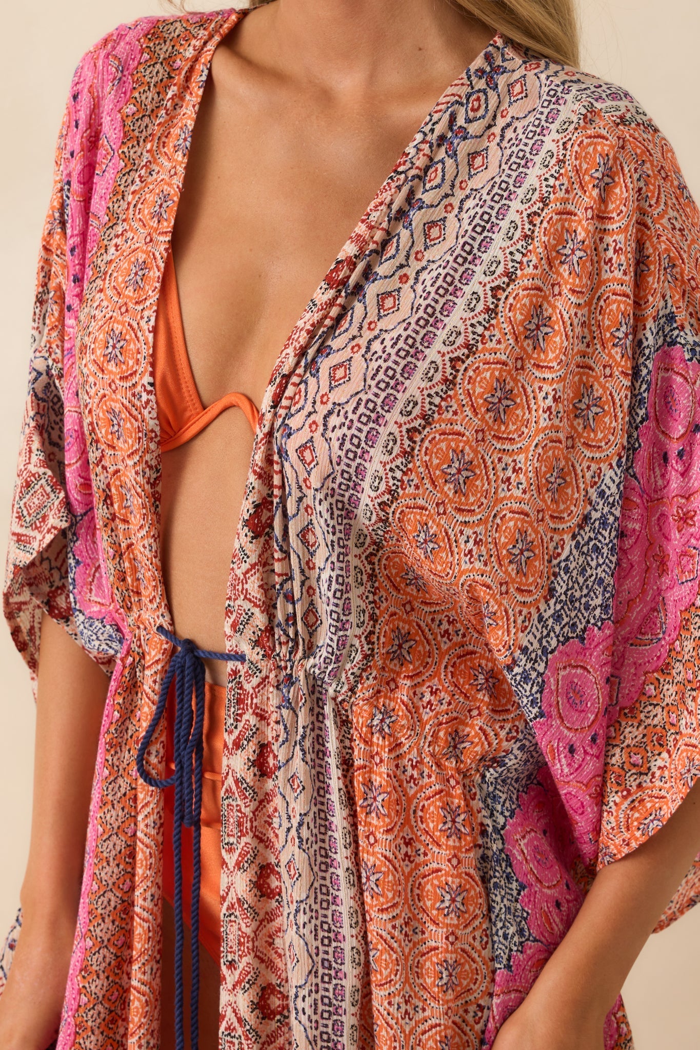 In The Salty Air Pink Coral Multi Print Cover Up Maxi Dress