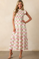 At The Wishing Well Pink Floral Cotton Smocked Maxi Dress