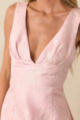 Daily Delight Light Pink Floral Jacquard Mini Dress