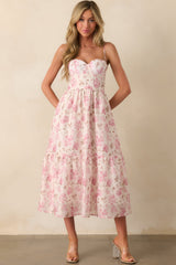 Meet Me For Tea Dusty Pink Floral Bustier Maxi Dress
