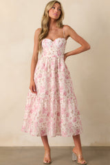 Meet Me For Tea Dusty Pink Floral Bustier Maxi Dress
