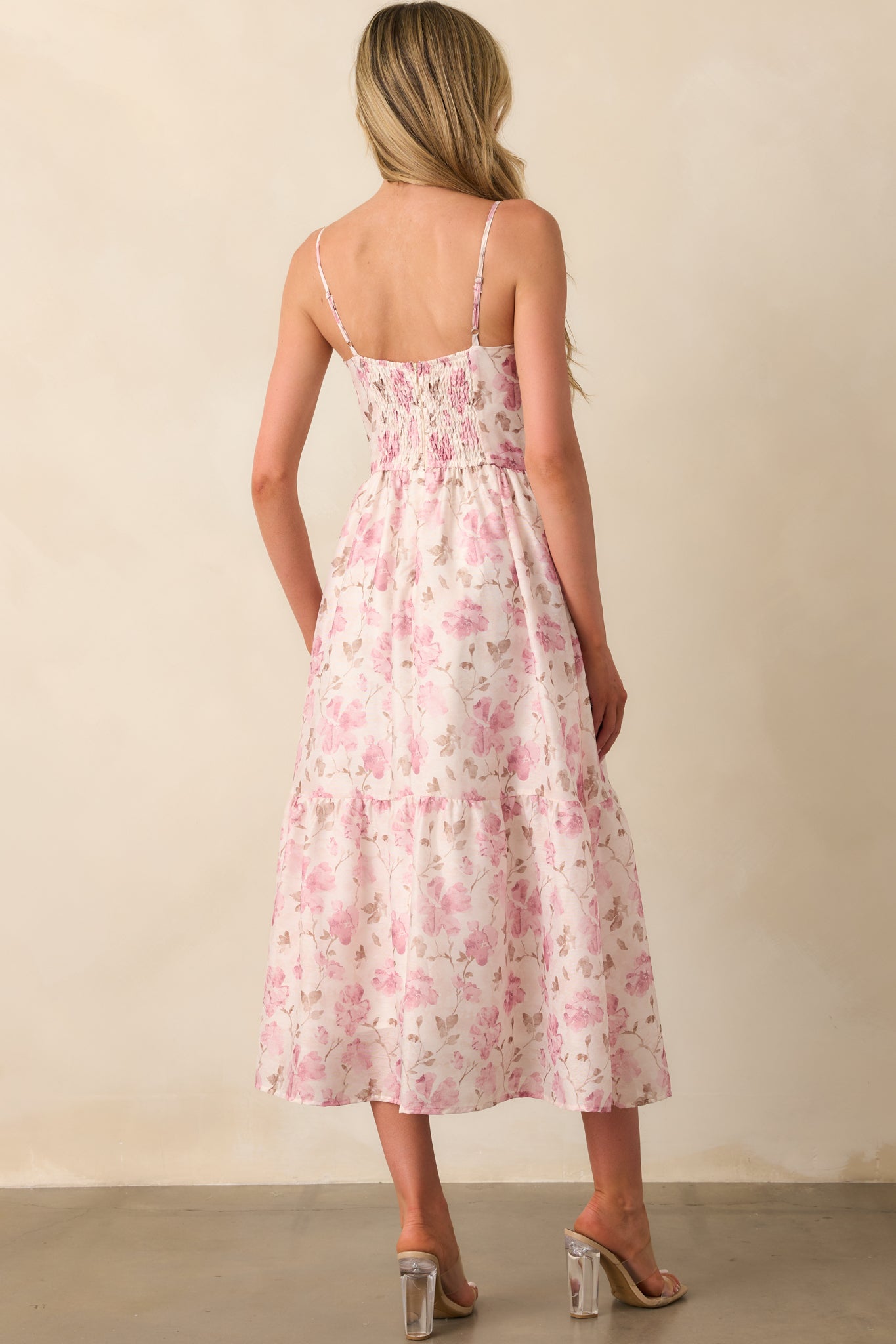Meet Me For Tea Dusty Pink Floral Bustier Maxi Dress