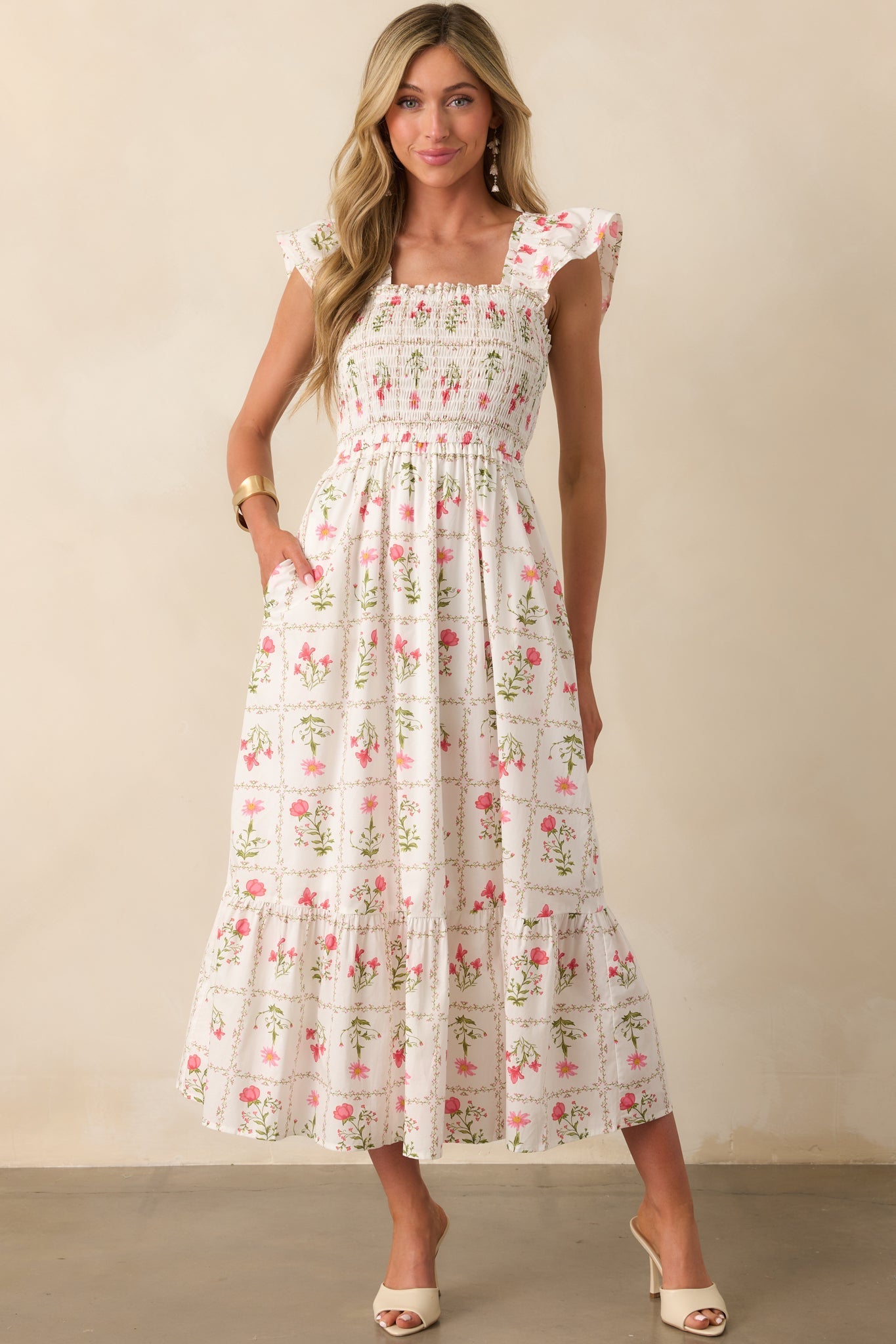Something Wonderful Pink Geometric Floral Cotton Maxi Dress