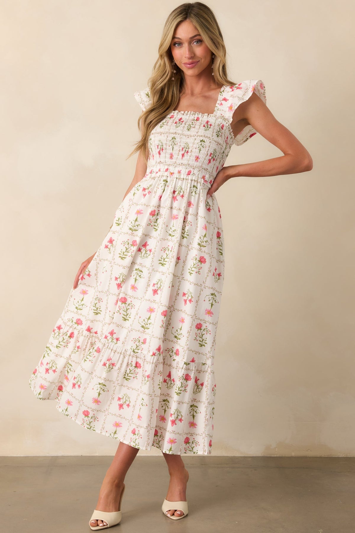 Something Wonderful Pink Geometric Floral Cotton Maxi Dress