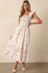 Something Wonderful Pink Geometric Floral Cotton Maxi Dress