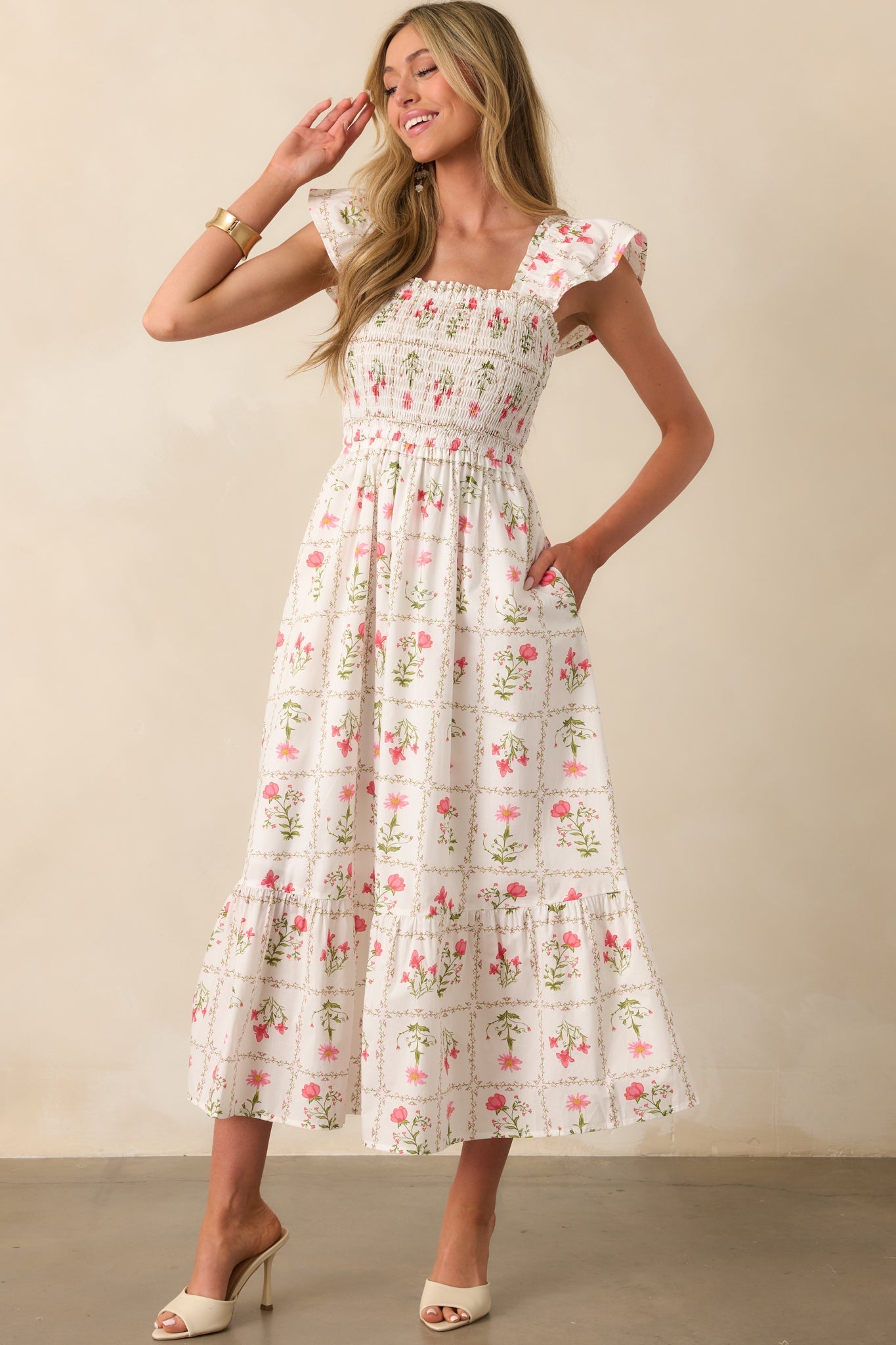 Something Wonderful Pink Geometric Floral Cotton Maxi Dress