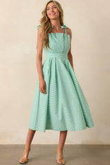 Sloane Grass Green Stripe Cotton Midi Dress