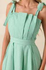 Sloane Grass Green Stripe Cotton Midi Dress