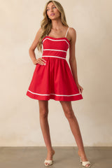 Prosperina Veronica Red Cotton Romper Dress