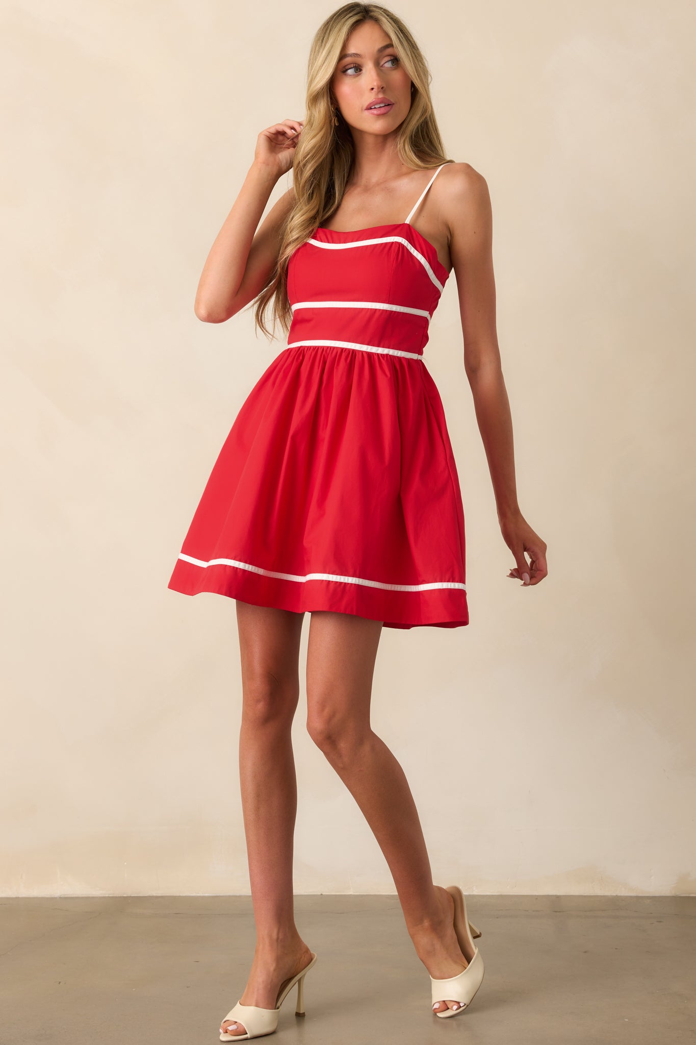 Prosperina Veronica Red Cotton Romper Dress