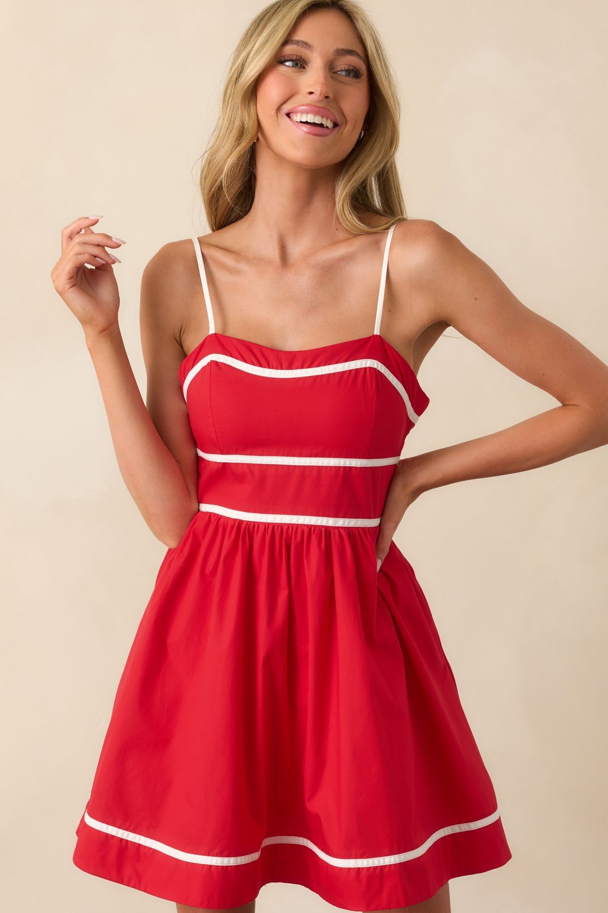 Prosperina Veronica Red Cotton Romper Dress
