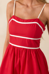 Prosperina Veronica Red Cotton Romper Dress