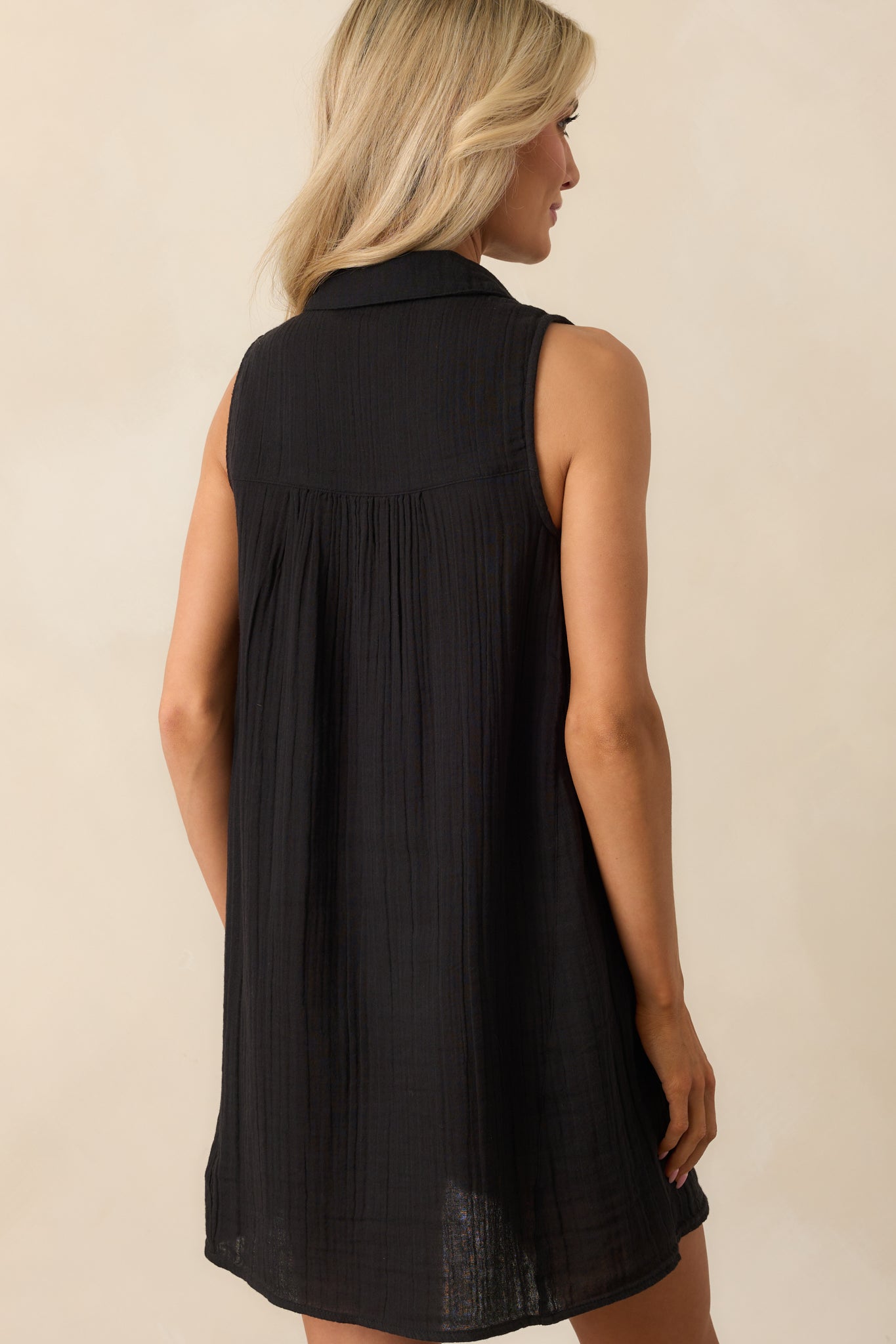 Z Supply Black Cotton New Light Gauze Mini Dress