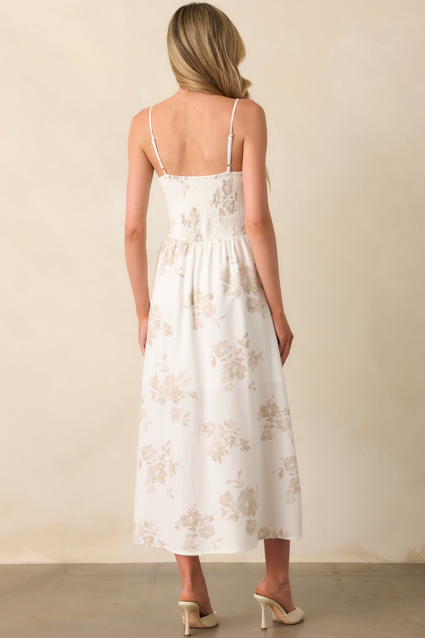 Tailor Made For You Beige Floral Button Front Maxi Dress