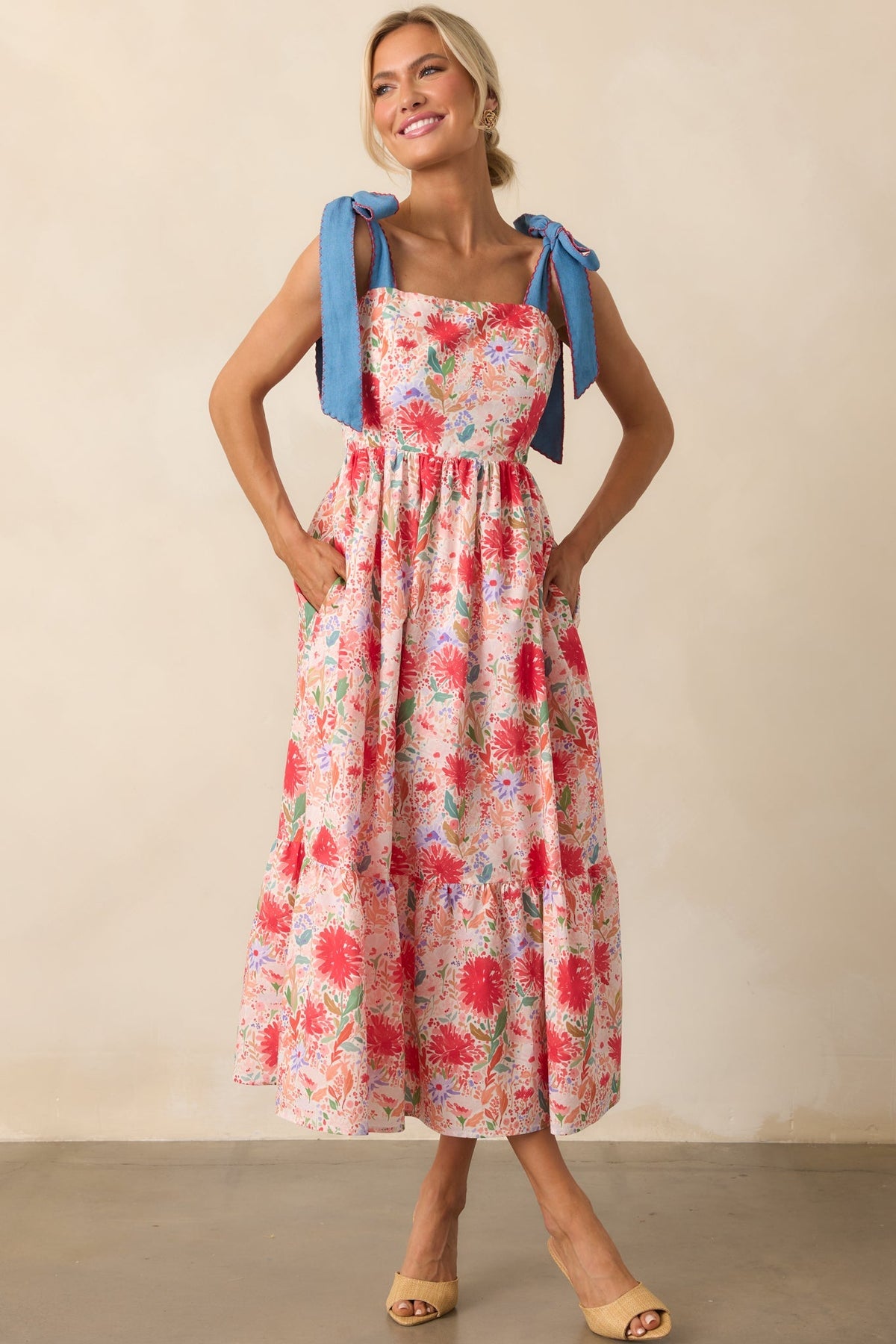 Only Good Things To Come Red Floral Cotton Maxi Dress