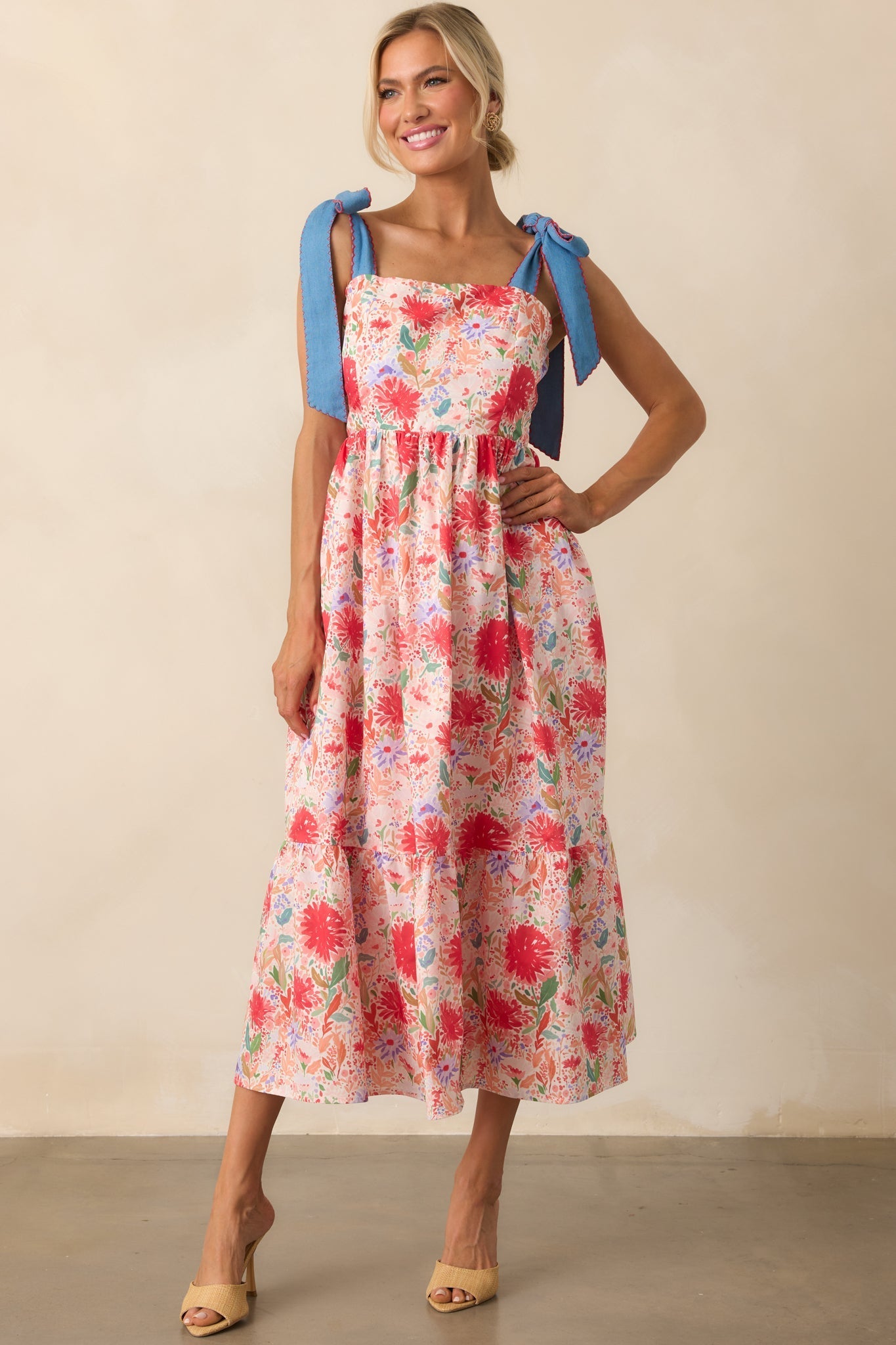 Only Good Things To Come Red Floral Cotton Maxi Dress