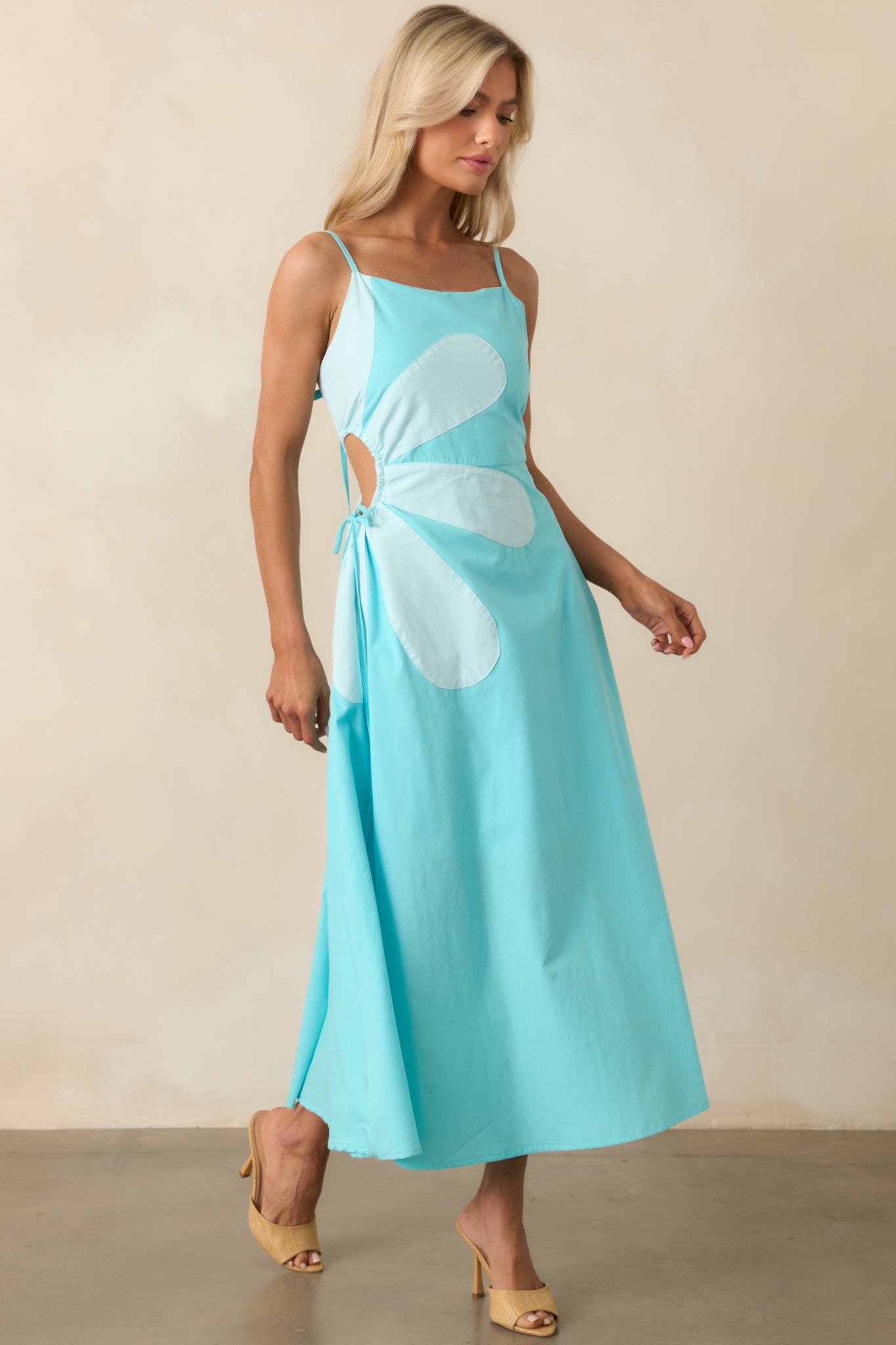 Feeling Like Herself Again Horizon Blue Cotton Sleeveless Maxi Dress