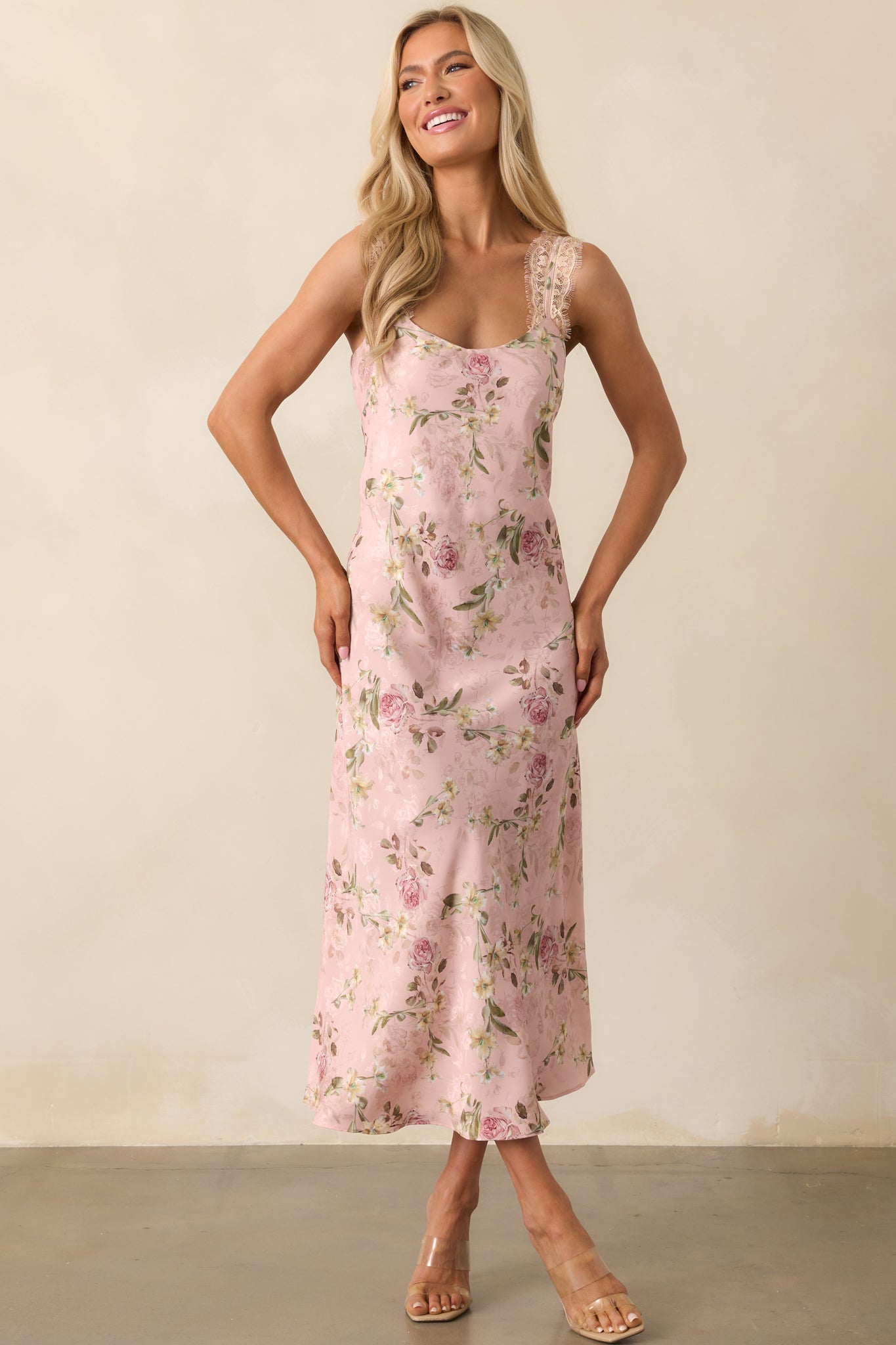 Nobody Like Me Rose Pink Floral Jacquard Maxi Dress
