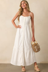 Z Supply White Citadelle Embroidered Linen Maxi Dress