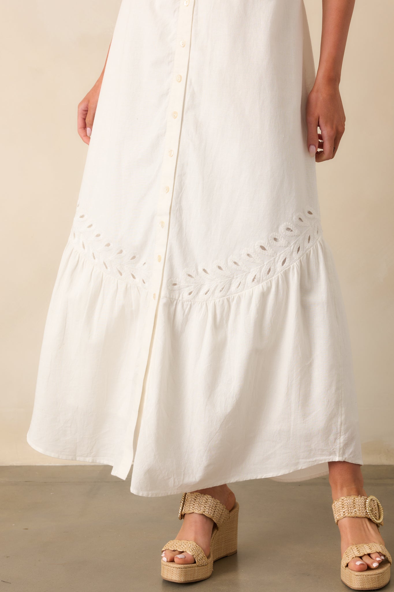 Z Supply White Citadelle Embroidered Linen Maxi Dress