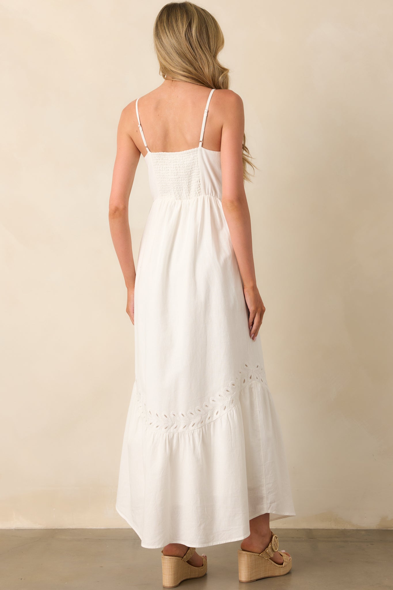 Z Supply White Citadelle Embroidered Linen Maxi Dress