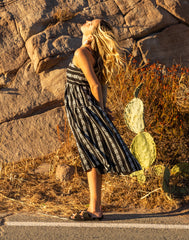 Jacey Textured Dress: Black Embroidered