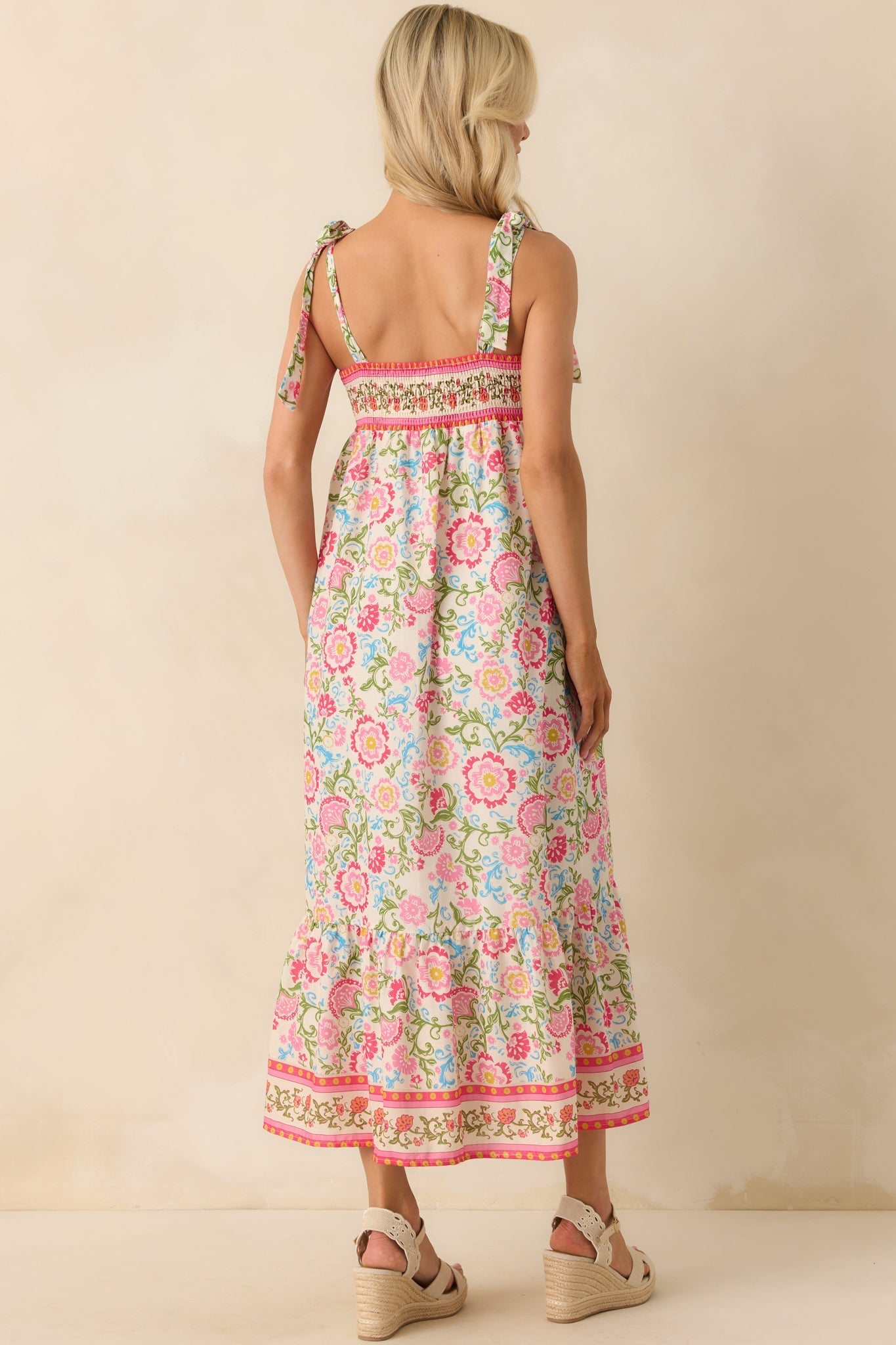 A Moment Of Its Own Pink Floral Print Cotton Maxi Dress