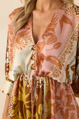 I'll Lead The Way Pink Coral Patchwork Print Mini Dress