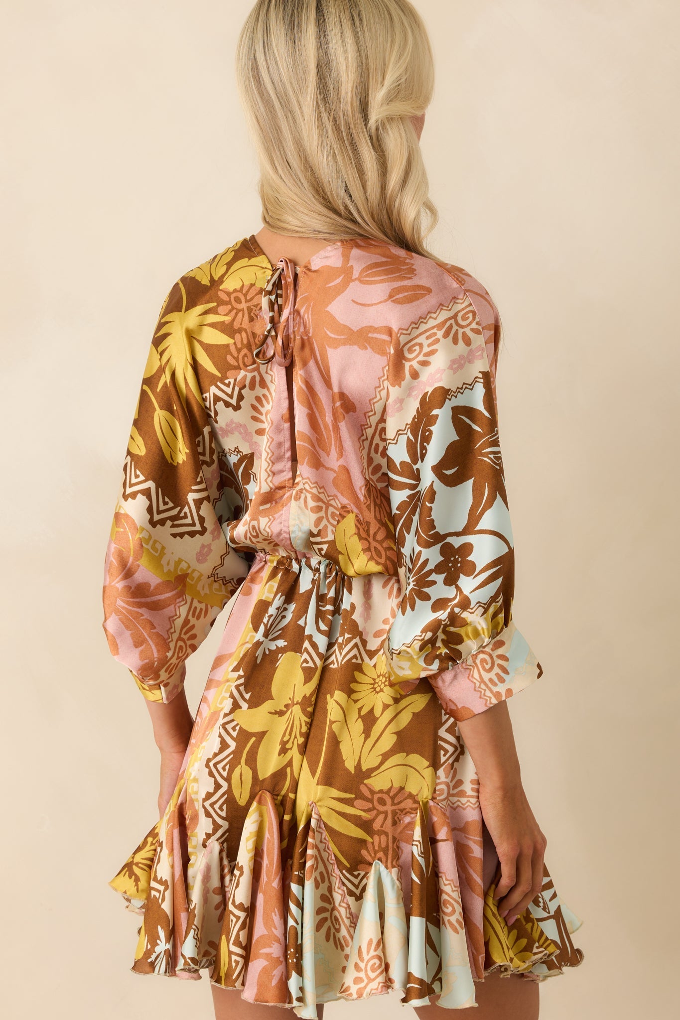 I'll Lead The Way Pink Coral Patchwork Print Mini Dress