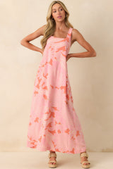 The Perfect Moment Pink Coral Rayon Floral Print Maxi Dress