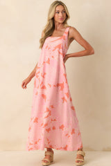The Perfect Moment Pink Coral Rayon Floral Print Maxi Dress