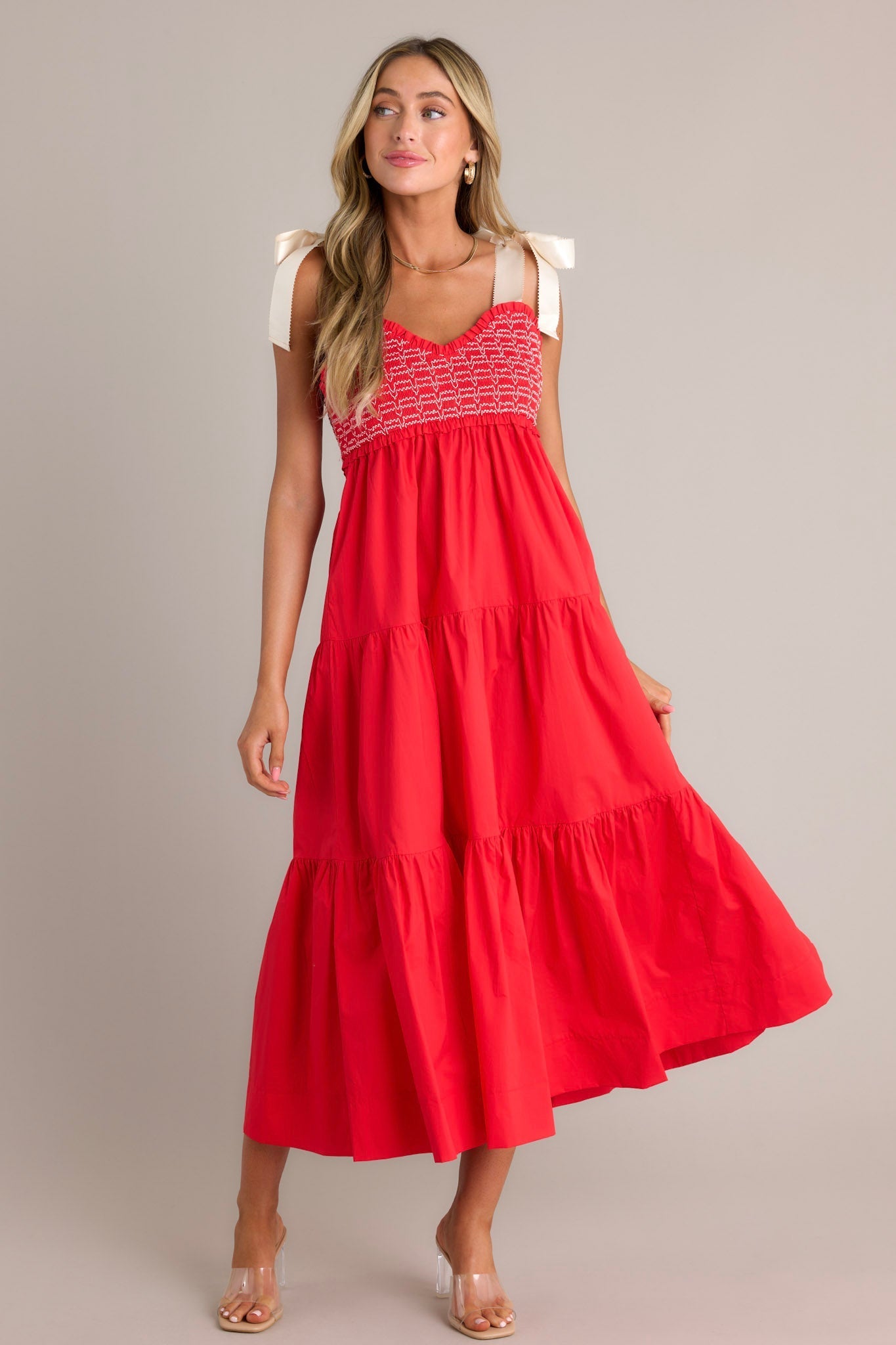 The Felicity Red Cotton Maxi Dress