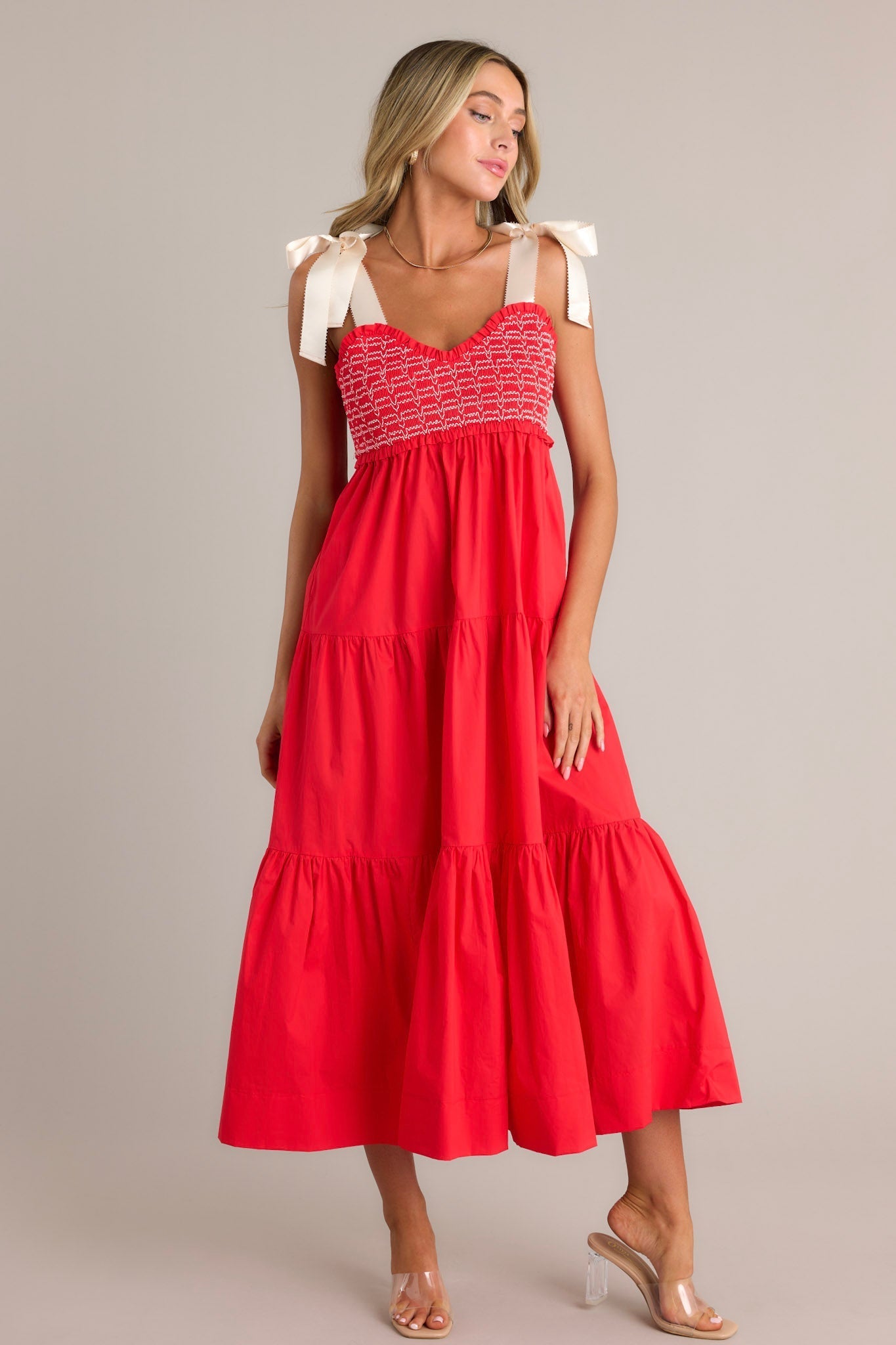 The Felicity Red Cotton Maxi Dress