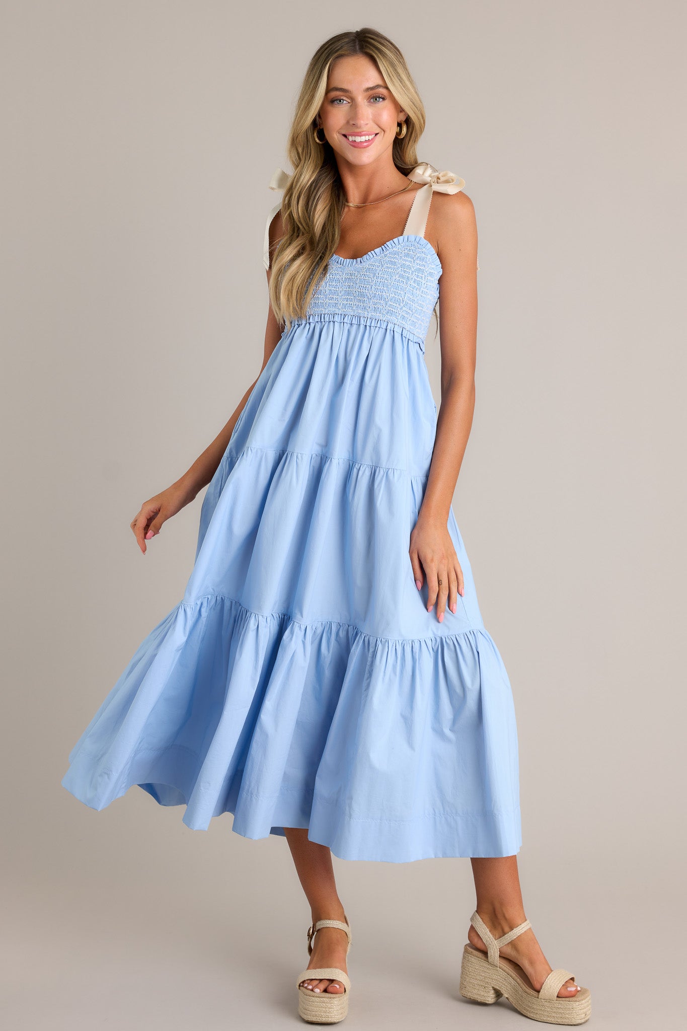 The Felicity Light Blue Cotton Midi Dress