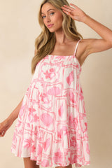 MINKPINK Pink Tropical Print Bria Tiered Mini Dress