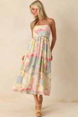 MINKPINK Multi Patchwork Aurora Strappy Midi Dress