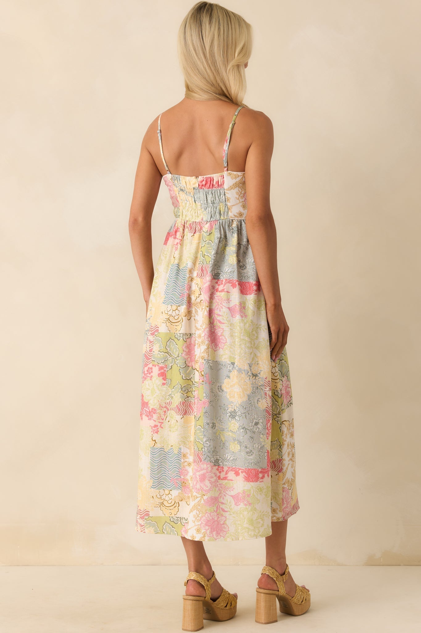 MINKPINK Multi Patchwork Aurora Strappy Midi Dress