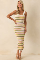 MINKPINK Multi Amelia Knit Stripe Midi Dress