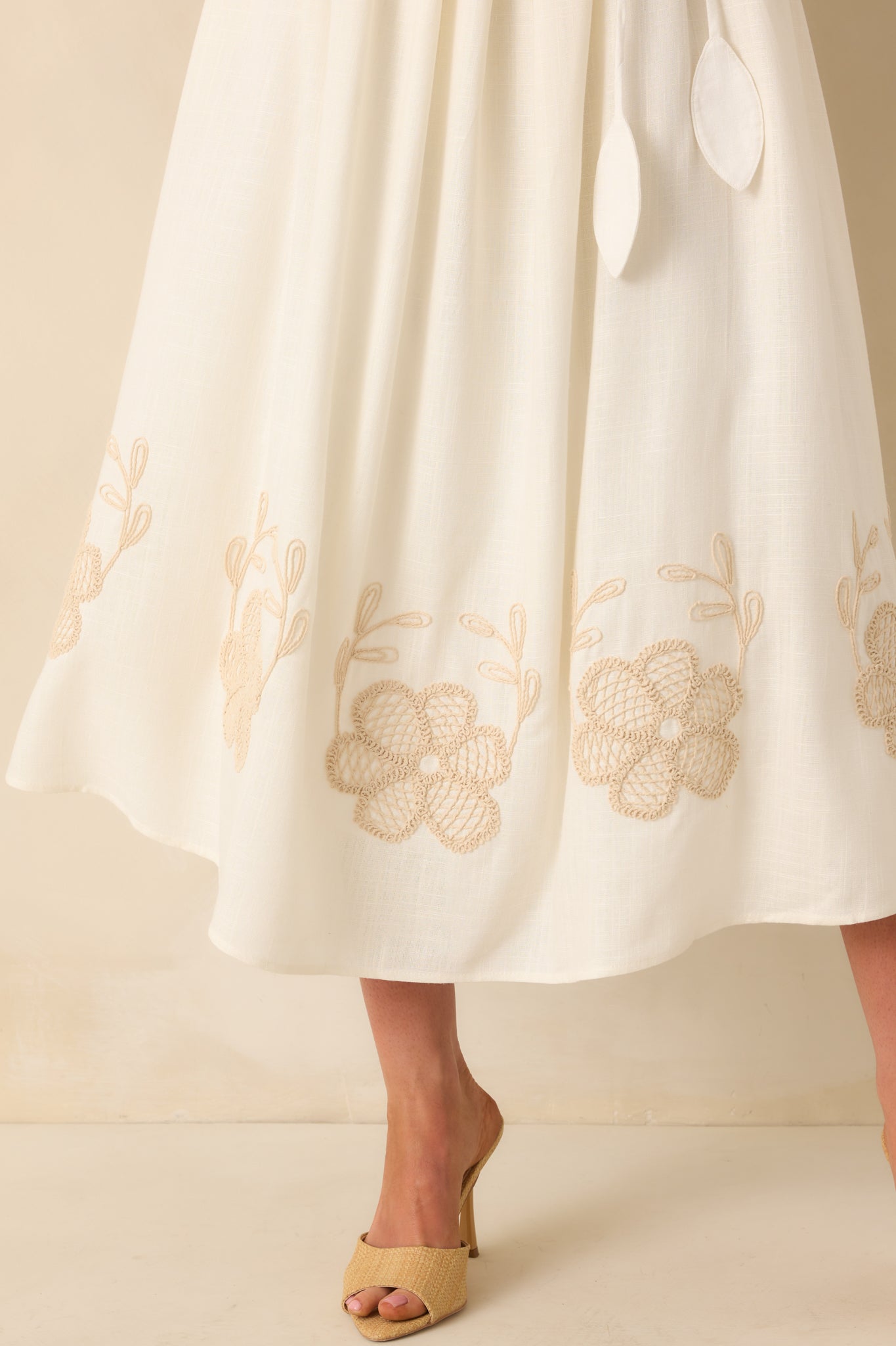 Living In The Moment Ivory Linen Blend Embroidered Maxi Dress
