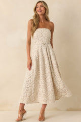 Still The One For You Ivory Cotton Lace Strapless Midi Dress