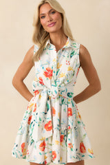 Prosperina Poppie Multi Floral Print Cotton Mini Dress