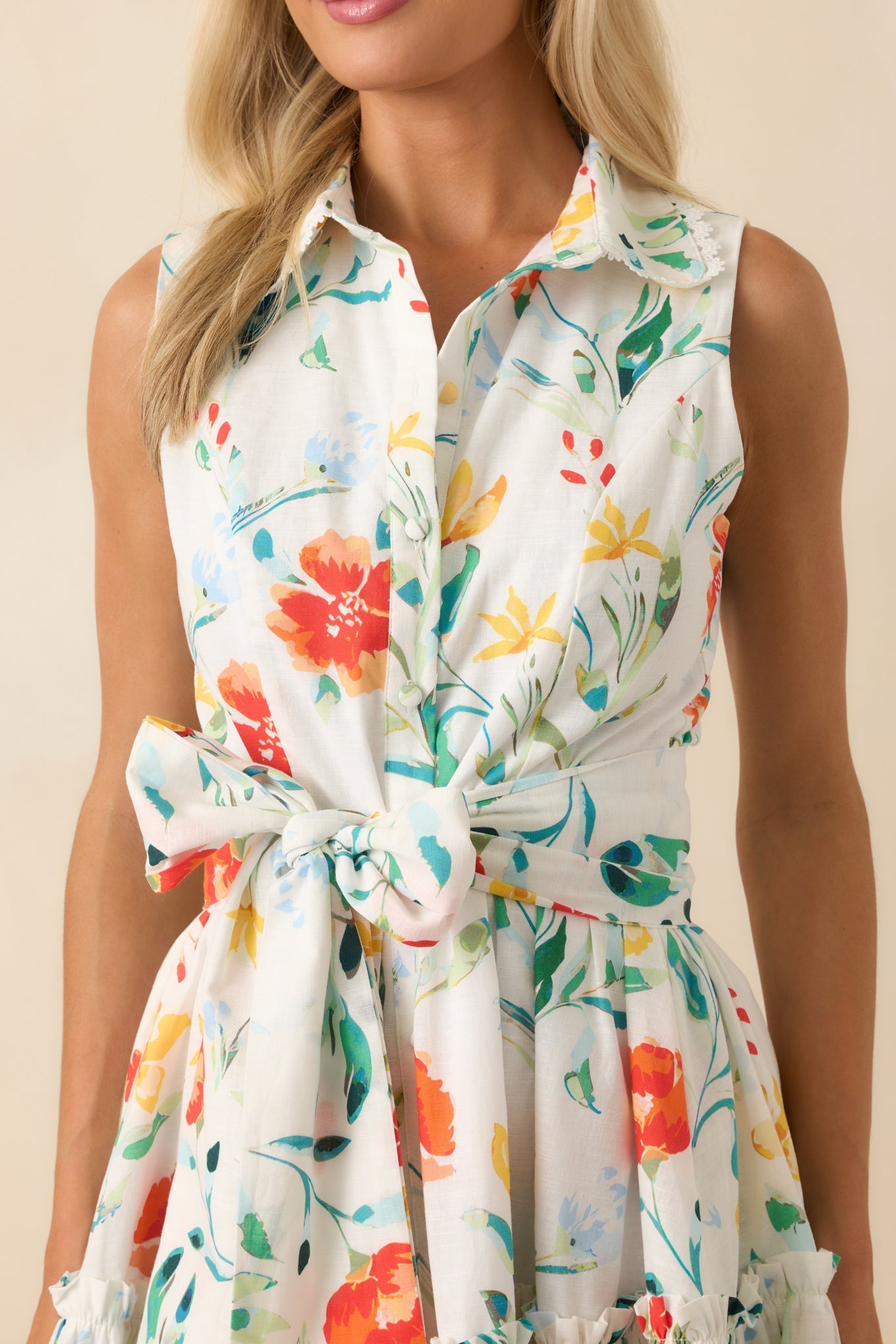 Prosperina Poppie Multi Floral Print Cotton Mini Dress