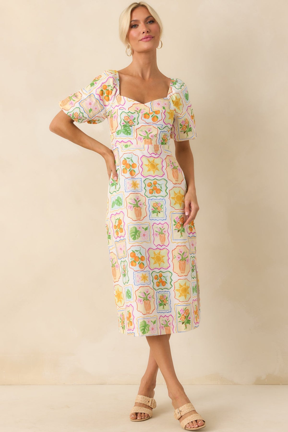 Prosperina Fancy Multi Print Cotton Reversible Midi Dress