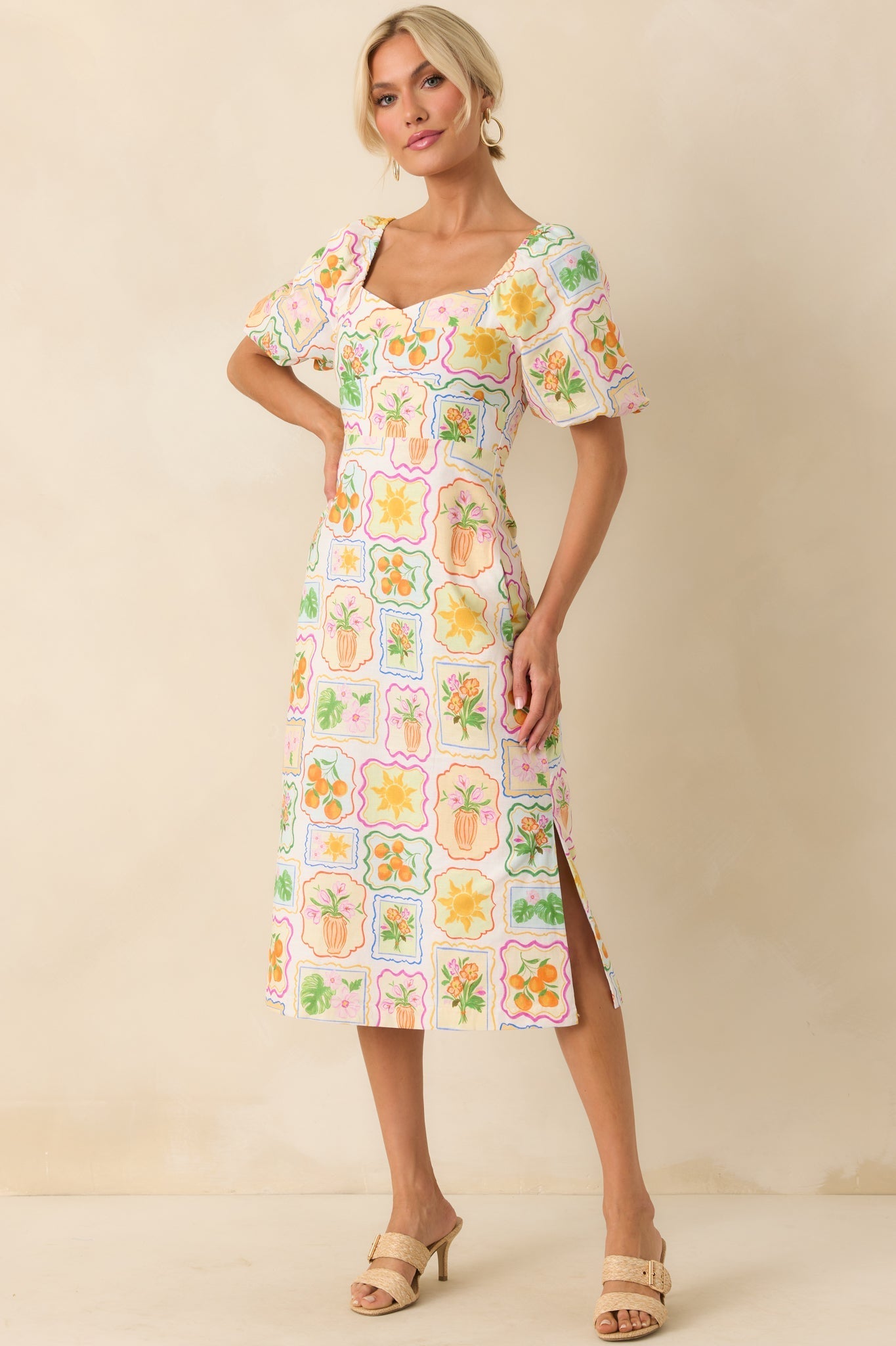Prosperina Fancy Multi Print Cotton Reversible Midi Dress