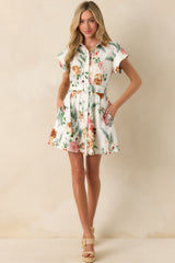 Never Been Better White Multi Floral Print Cotton Mini Shirt Dress