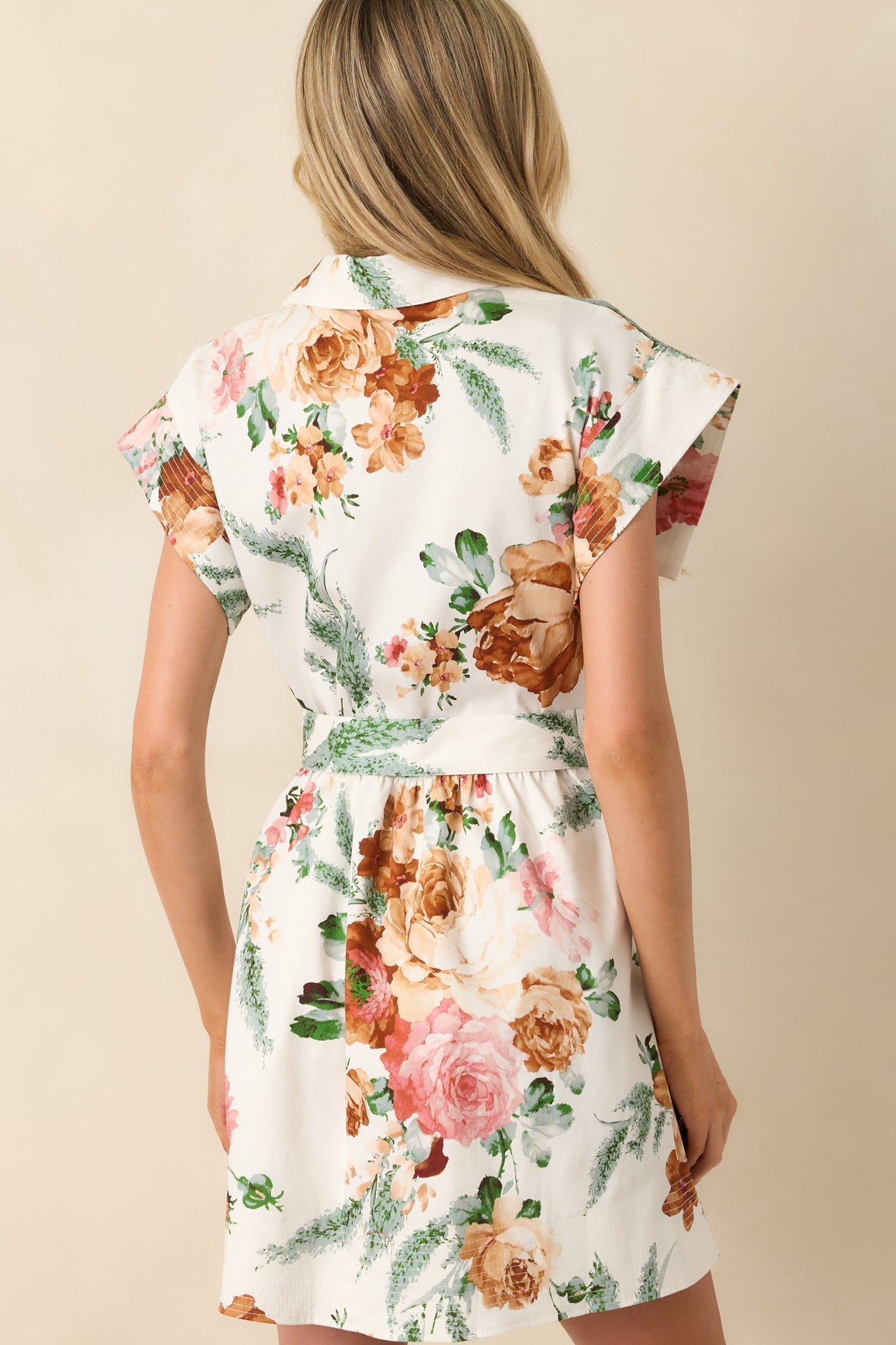 Never Been Better White Multi Floral Print Cotton Mini Shirt Dress