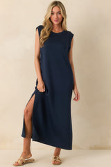 Between Now And Then Navy Cotton Sleeveless Maxi Dress