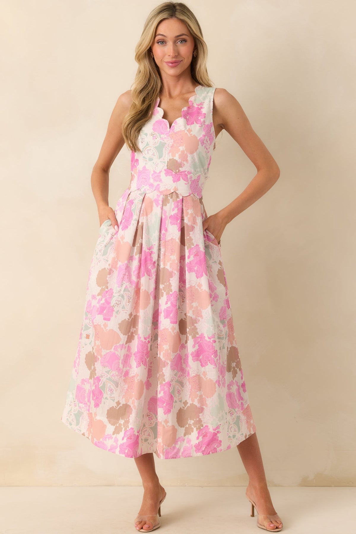 Soft Spot For You Pink Abstract Floral Print Maxi Dress